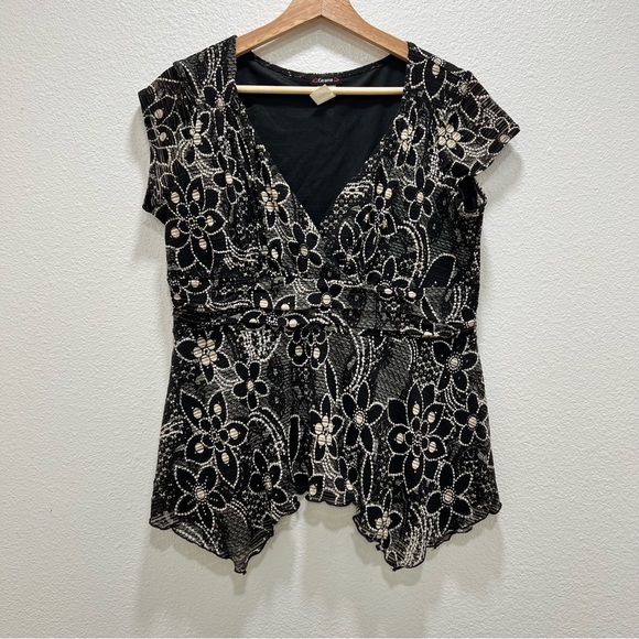 Cocomo Tops - Cocomo Black Hanky Hem Babydoll Shirt Top Size Large Whimsigoth Fairy Grunge Y2K